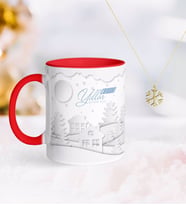 BK Gift Kişiye Özel Yılbaşı Mutlu Yıllar Kırmızı Kupa ve Kar Tanesi Kolye-23 (Model 1)