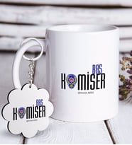 BK Gift Kişiye Özel Mesleki Başkomiser Beyaz Kupa ve Anahtarlık Hediye Seti (Model 1)