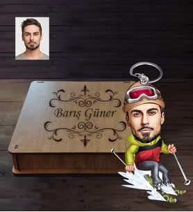 Kişiye Özel Sporcu Karikatürlü  Ahşap Anahtarlık Kutulu Bay-2