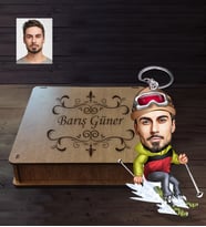 Kişiye Özel Sporcu Karikatürlü  Ahşap Anahtarlık Kutulu Bay-2