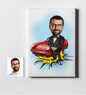 BK Gift Kişiye Özel Bay Patron Karikatür Kanvas Tablo 50x70cm 1