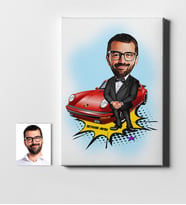 BK Gift Kişiye Özel Bay Patron Karikatür Kanvas Tablo 50x70cm 1