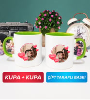 İkili Sevgiliye Sevgililer Günü Hediyesi 8 Kupa Bardak Yeşil