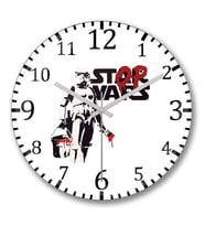 Star Wars Stop Wars Duvar Saati Bombeli Gercek Cam