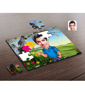 BK Gift Kişiye Özel Erkek Karikatürlü Ahşap Puzzle-1