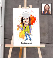 Kişiye Özel Mühendis Karikatürlü Ahşap Tablo 30x47  Bayan-2