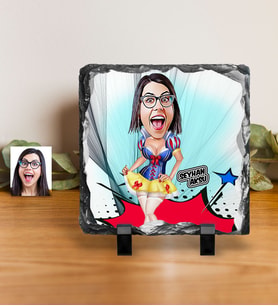 BK Gift Kişiye Özel Pamuk Prenses Karikatürlü Dekoratif Doğal Taş