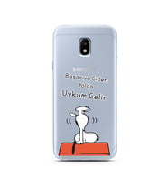 Snoopy Tasarımlı Süper Şeffaf Silikon Telefon Kılıfı Samsung J3 Pro