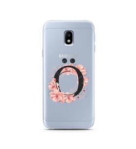 Pembe Çiçekli Harf Tasarım Süper Şeffaf Silikon Telefon Kılıfı Samsung J3 Pro Ö-