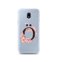 Pembe Çiçekli Harf Tasarım Süper Şeffaf Silikon Telefon Kılıfı Samsung J3 Pro Ö-