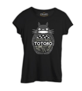Totoro Siyah Kadın Tshirt