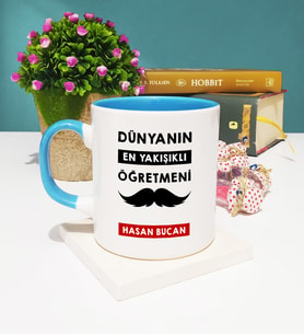 Dünyanın En Yakışıklı Öğretmeni Kupa Bardak Mavi