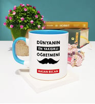 Dünyanın En Yakışıklı Öğretmeni Kupa Bardak Mavi