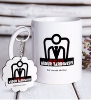 BK Gift Kişiye Özel Okul Müdür Yardımcısı Beyaz Kupa ve Anahtarlık Hediye Seti-1 (Model 1)