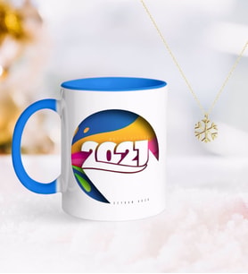 BK Gift Kişiye Özel 2024 Mutlu Yıllar Mavi Kupa ve Kar Tanesi Kolye-10 (Model 1)