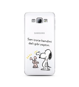 Snoopy Tasarımlı Süper Şeffaf Silikon Telefon Kılıfı Samsung A8 (2015)  