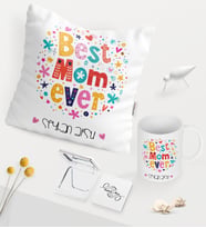 BK Gift Kişiye Özel En İyi Anne Beyaz Kupa Ayna Yastık Seti - 5 (Model 1)