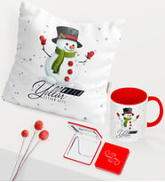 BK Gift Kişiye Özel Yılbaşı Mutlu Yıllar Temalı Kırmızı Kupa Ayna Yastık Seti - 16