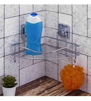 Easyfix Yapışkanlı Banyo Rafı Şampuanlık Kancalı Köşe Rafı Krom