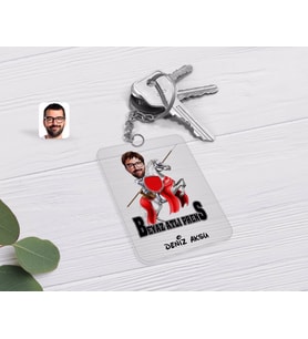BK Gift Kişiye Özel Beyaz Atlı Prens Karikatürlü Şeffaf Pleksi Anahtarlık-2