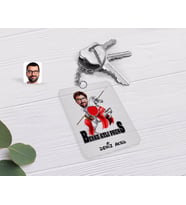 BK Gift Kişiye Özel Beyaz Atlı Prens Karikatürlü Şeffaf Pleksi Anahtarlık-2