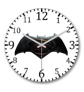 Superman VS Batman DC Logo Duvar Saati Bombeli Gercek Cam