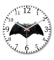 Superman VS Batman DC Logo Duvar Saati Bombeli Gercek Cam