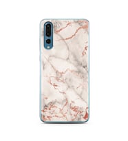 Beyaz Mermer Tasarımlı Süper Şeffaf Silikon Telefon Kılıfı Huawei P20 Pro  