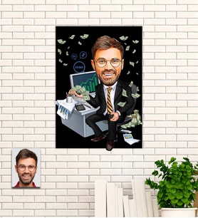 Kişiye Özel Hediye Borsa Kralı Karikatürlü Uv Baskılı Ahşap Tablo