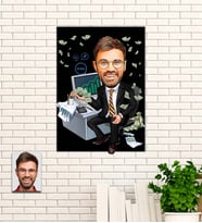 Kişiye Özel Hediye Borsa Kralı Karikatürlü Uv Baskılı Ahşap Tablo
