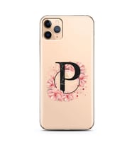 Pembe Çiçekli Harf Tasarım Süper Şeffaf Silikon Telefon Kılıfı İphone 11 Pro Max