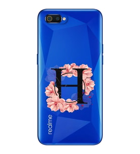 Pembe Çiçekli Harf Tasarım Süper Şeffaf Silikon Telefon Kılıfı Oppo Realmi C2 H-