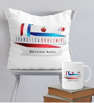 BK Gift Kişiye Özel Fransızca Öğretmeni Temalı Yastık Kupa Seti - 2
