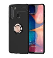 Microsonic Samsung Galaxy A21 Kılıf Kickstand Ring Holder Siyah Rose