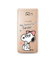 Snoopy Tasarımlı Süper Şeffaf Silikon Telefon Kılıfı Samsung C9 