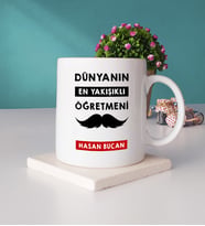 Dünyanın En Yakışıklı Öğretmeni Kupa Bardak ve Taş Bardak Altlığı Seti