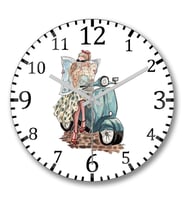 Vespa Travel Duvar Saati Bombeli Gercek Cam