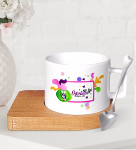 BK Gift Kişiye Özel En İyi Öğretmen Ahşap Altlıklı Seramik Fincan-1 (Beyaz)