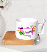 BK Gift Kişiye Özel En İyi Öğretmen Ahşap Altlıklı Seramik Fincan-1 (Beyaz)