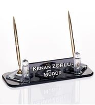 Ege Ofis Kristal İsimlik Yöneticiye Hediye Büro Masa İsimliği (Siyah)