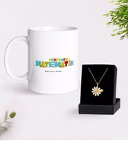 BK Gift Kişiye Özel Matematik Öğretmeni Beyaz Kupa ve Papatya Kolye Hediye Seti-2 (Model 1)