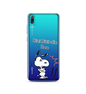 Snoopy Tasarımlı Süper Şeffaf Silikon Telefon Kılıfı Huawei Y7 Prime 2019