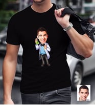 BK Gift Kişiye Özel Bay Kimyager Karikatürlü Siyah T-Shirt-2