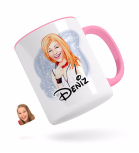 BK Gift Kişiye Özel Kadın Karikatürlü Pembe Kupa Bardak-35