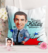 BK Gift Kişiye Özel Bay Polis Karikatürlü  Yastık  1