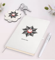 BK Gift Kişiye Özel Polis Beyaz Defter Kalem Ve Anahtarlık Hediye Seti-1 (Model 1)