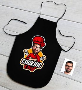 BK Gift Kişiye Özel Bay Chef Karikatürlü Siyah Mutfak Önlüğü-11