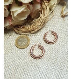 Rose İthal İçi Boş Gümüş Halka Küpe