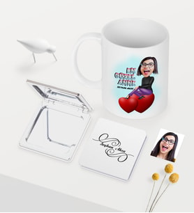 BK Gift Kişiye Özel En Güzel Anne Karikatürlü Beyaz Kupa Ayna Seti (Model 1)