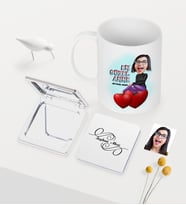 BK Gift Kişiye Özel En Güzel Anne Karikatürlü Beyaz Kupa Ayna Seti (Model 1)